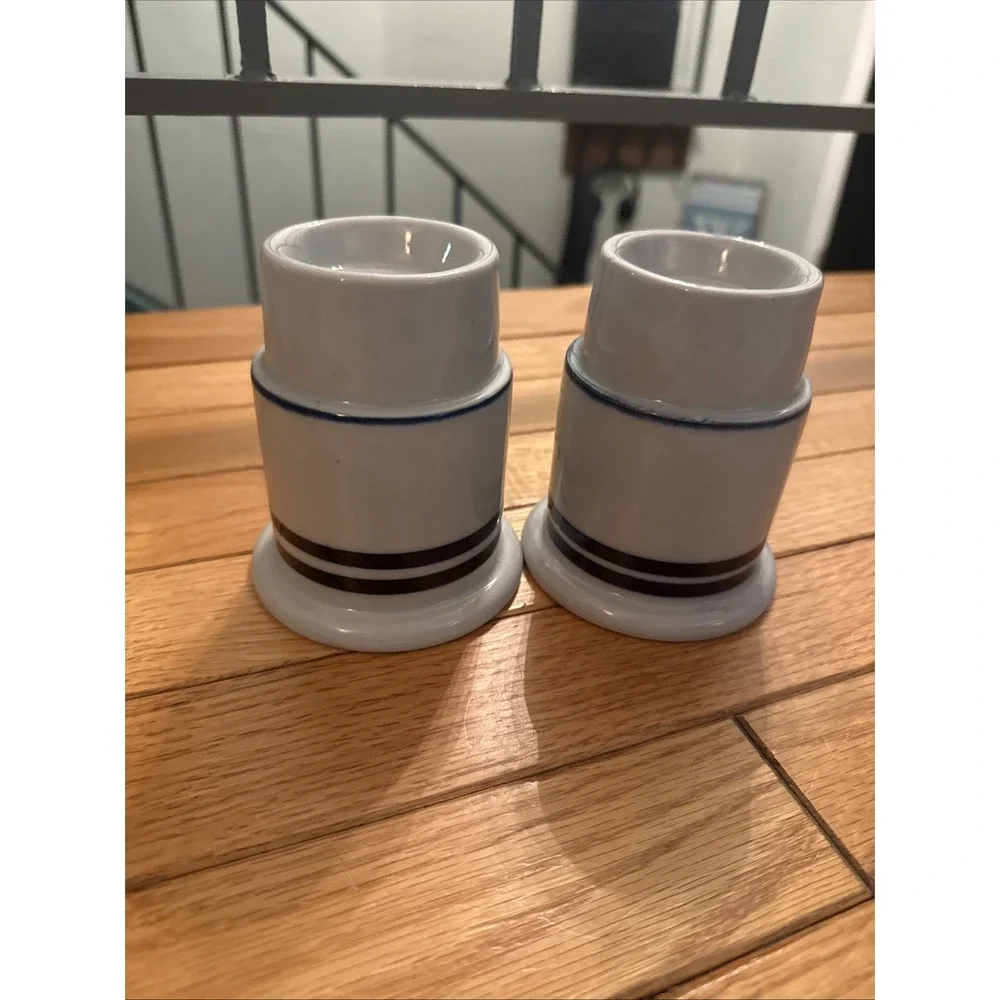 2 Dansk Hurricane Lamp Christianshavn Blue Stripe Candle Holder Base Only Japan